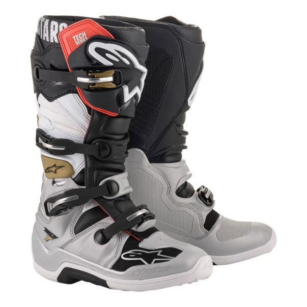 Bottes cross Alpinestars Tech 7 black silver white gold 2022