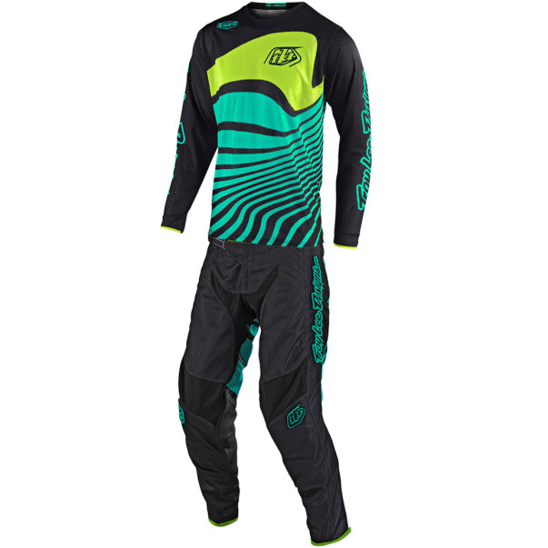 Tenue Troy lee designs GP Air Drift noir turquoise 2021