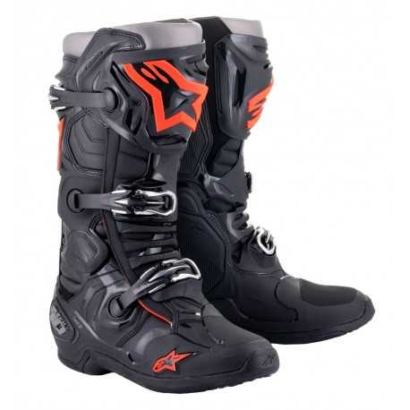 Bottes cross Alpinestars Tech 10 Noir Rouge Fluo