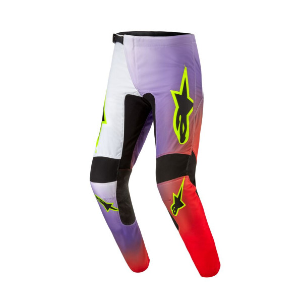 Pantalon cross Alpinestars Fluid Lucent Blanc Rouge Fluo Jaune fluo 2024