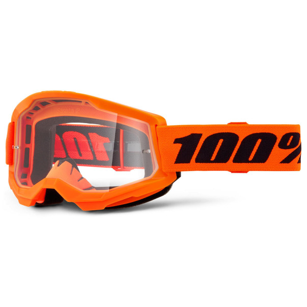 Masque cross 100% Enfant Strata 2 Orange Fluo écran clair 2024