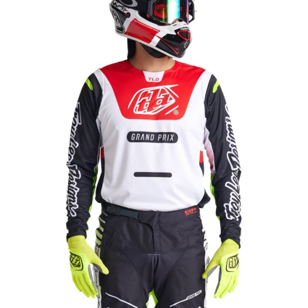 Maillot cross Troy lee designs GP PRO BLENDS Blanc Rouge Fluo 2024