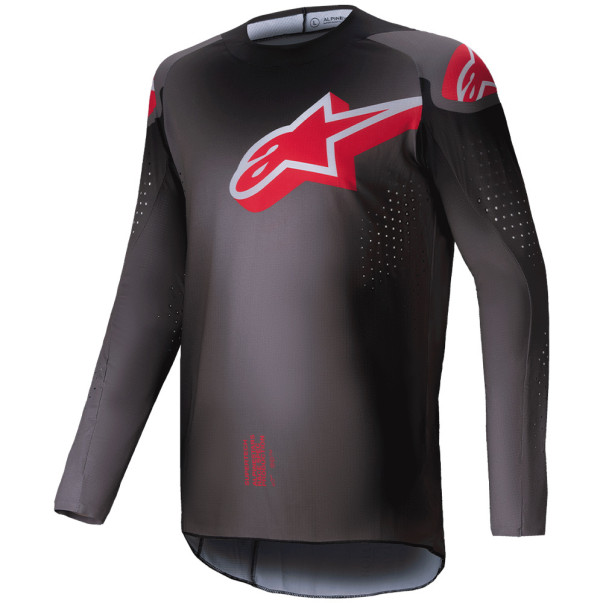 Maillot Cross Alpinestars Supertech Lipan Gris Foncé Rouge 2025