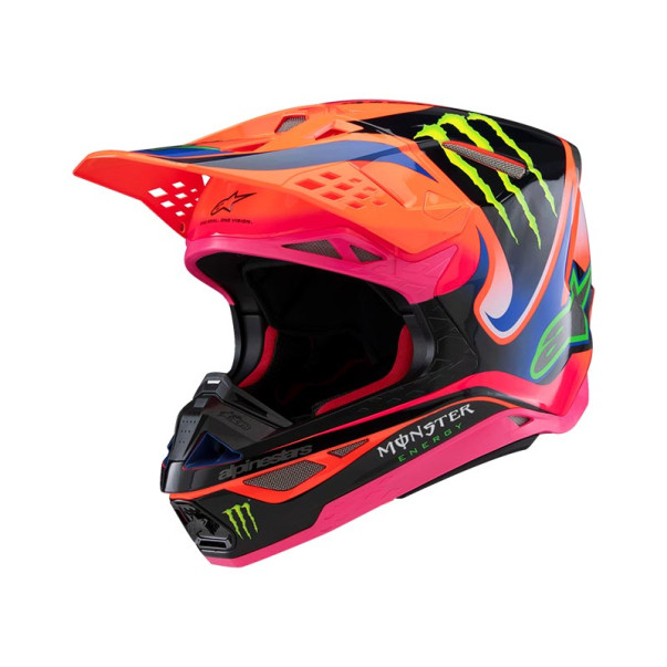 Casque cross Alpinestars SM10 DEEGAN MONSTER Orange Fluo Violet Rose Fluo Brillant 2025