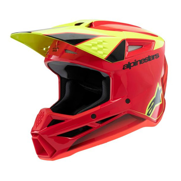 Casque Cross Enfant Alpinestars SM3 FRAY Rouge Jaune Fluo Noir 2025