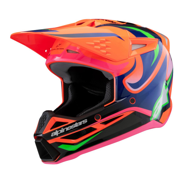 Casque Cross Enfant Alpinestars SM3 DEEGAN Orange Fluo Violet Rose Fluo Brillant 2025