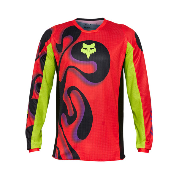 Maillot motocross Fox 180 EMOTION Rouge Fluo 2025