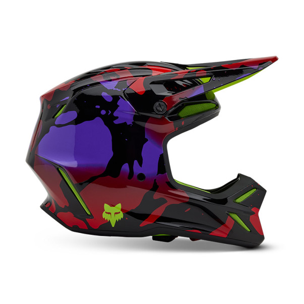 Casque cross Fox V3 THROTTLE Jaune Fluo 2025